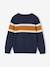 Striped crew neck jumper for boys navy blue - vertbaudet enfant 