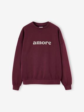 -Sweat fille oversize inscription léopard 