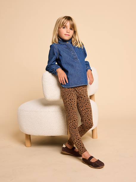 Girls' zebra print leggings from the ENVIE DE FRAISE mother-daughter capsule collection beige+chocolate - vertbaudet enfant 