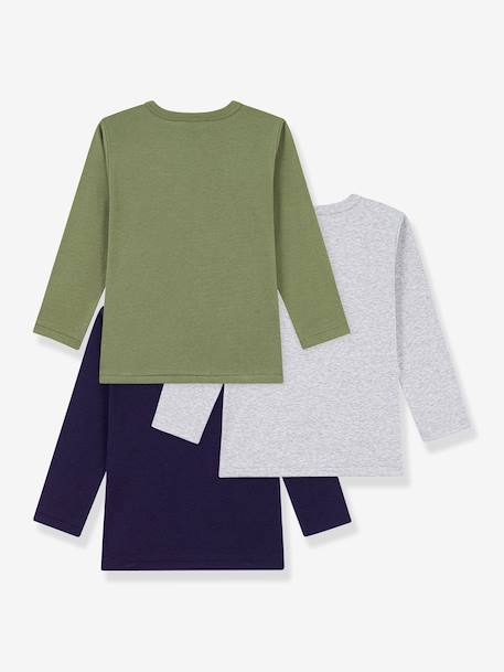 Pack of 3 long-sleeved T-shirts by PETIT BATEAU multicoloured - vertbaudet enfant 