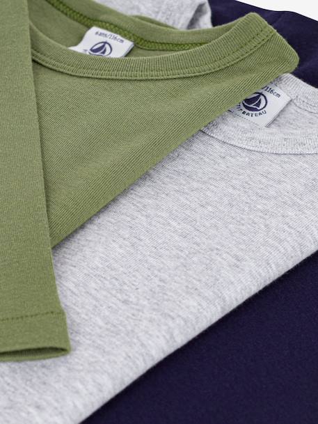Pack of 3 long-sleeved T-shirts by PETIT BATEAU multicoloured - vertbaudet enfant 