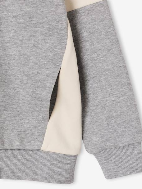 Zipped hooded sweatshirt for boys with colour block design bordeaux red+green+marl grey+medium blue+ochre - vertbaudet enfant 