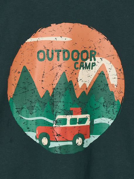 Long-sleeved T-shirt for boys fir green+ocean blue+ochre - vertbaudet enfant 
