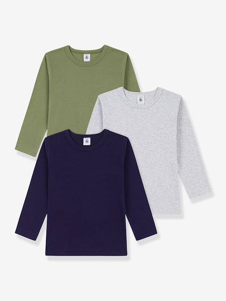 Pack of 3 long-sleeved T-shirts by PETIT BATEAU multicoloured - vertbaudet enfant 