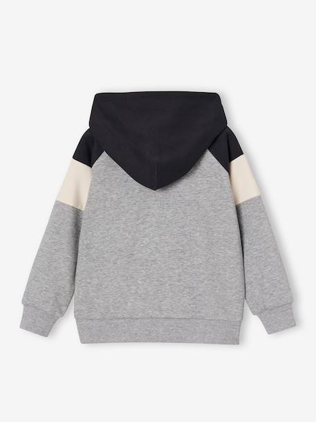 Zipped hooded sweatshirt for boys with colour block design bordeaux red+green+marl grey+medium blue+ochre - vertbaudet enfant 
