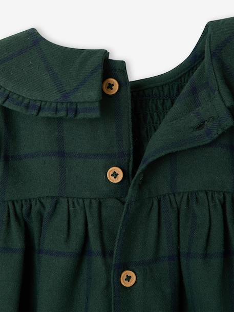 Baby dress in gingham flannel green+terracotta - vertbaudet enfant 