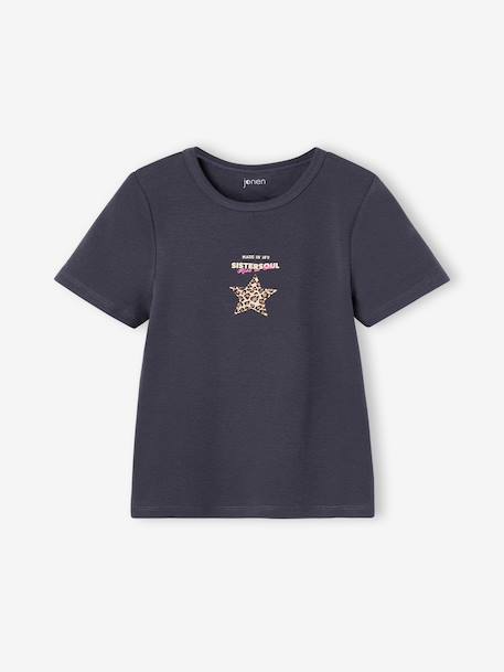 T-shirt manches courtes fille cropped encre+noir - vertbaudet enfant 