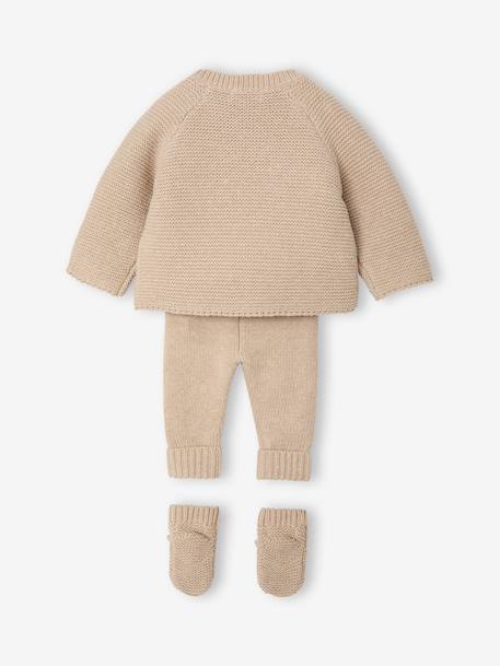 Ensemble 3 pièces naissance mixte beige chiné - vertbaudet enfant 