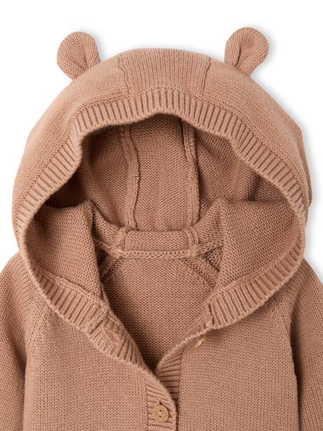 Long-sleeved hooded playsuit for baby boys beige - vertbaudet enfant 