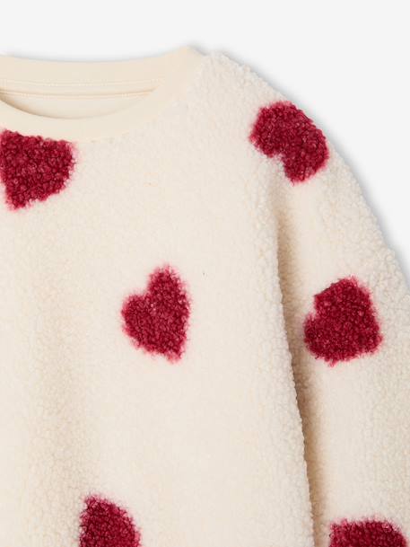 Sherpa sweatshirt with long sleeves for girls camel+ecru - vertbaudet enfant 