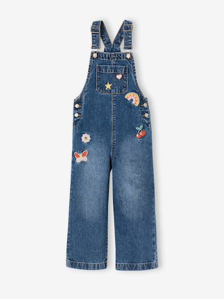 Salopette fille large en denim bleu moyen+denim black+denim gris+stone - vertbaudet enfant 