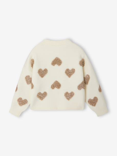 Buttoned cardigan with long sleeves for girls ecru - vertbaudet enfant 