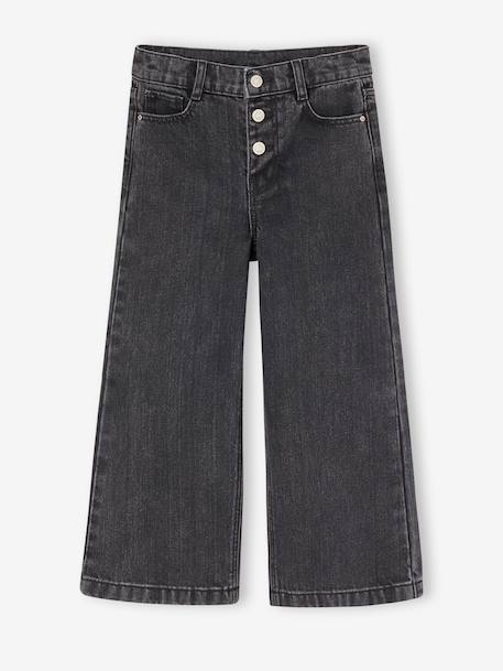 Wide-leg jeans for girls black denim - vertbaudet enfant 