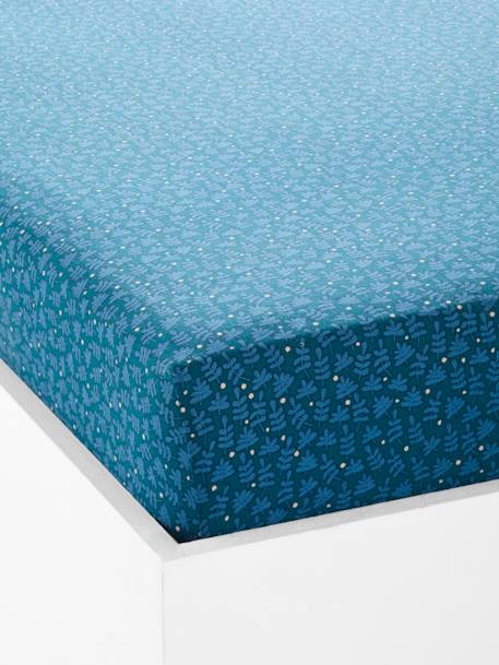Fitted Sheet for Children, Enchanted Forest Blue/Print - vertbaudet enfant 