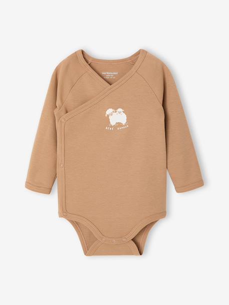 Lot de 2 bodies naissance manches longues cappuccino+rose pâle+vert sauge - vertbaudet enfant 