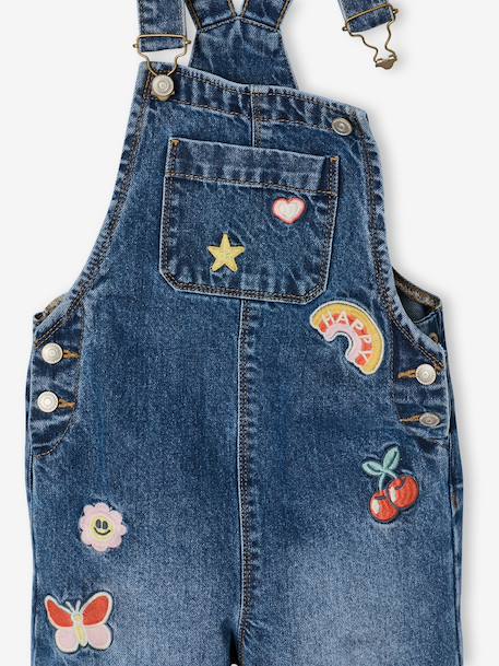Salopette fille large en denim bleu moyen+denim black+denim gris+stone - vertbaudet enfant 