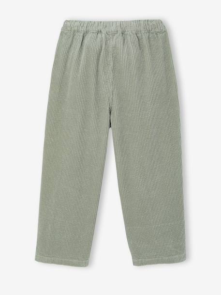 Loose-Fit Corduroy Trousers for Girls chocolate+grey green+old rose - vertbaudet enfant 