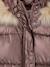 Padded Jacket with Hood & Polar Fleece Lining for Girls anthracite+gold+mauve+rosy - vertbaudet enfant 