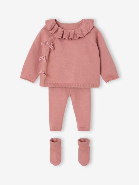 Knitted baby set for baby girls blush - vertbaudet enfant 