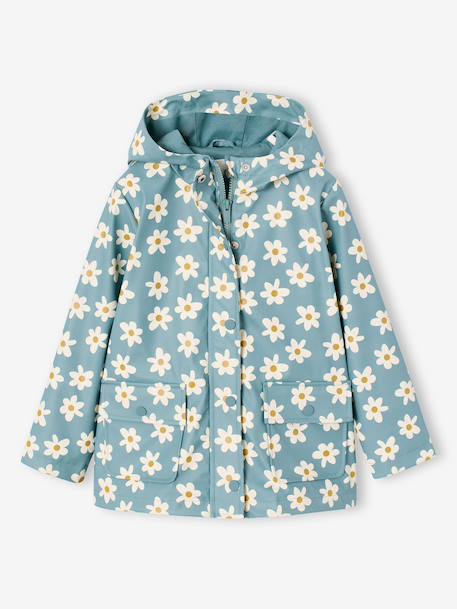 Ciré fille à capuche imprimé marine+multicolore+vanille+vert - vertbaudet enfant 
