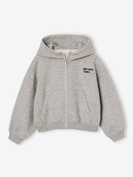 Zip-up sweatshirt tracksuit set for girls marl grey - vertbaudet enfant 