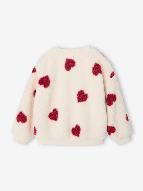 Sherpa sweatshirt with long sleeves for girls camel+ecru - vertbaudet enfant 