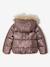 Padded Jacket with Hood & Polar Fleece Lining for Girls anthracite+gold+mauve+rosy - vertbaudet enfant 