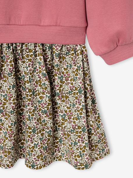 Robe bi-matière fille anthracite+corail+écru+mauve+vert sauge - vertbaudet enfant 