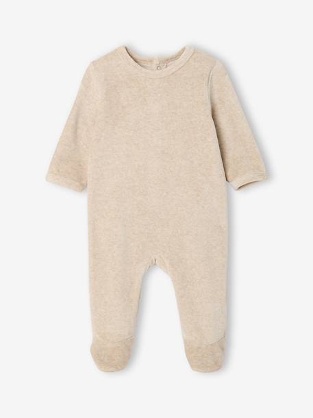 Pack of 3 baby sleepsuits with back opening marl beige+marl grey+sage green - vertbaudet enfant 