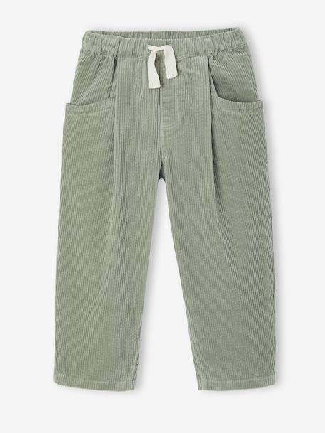 Loose-Fit Corduroy Trousers for Girls chocolate+grey green+old rose - vertbaudet enfant 