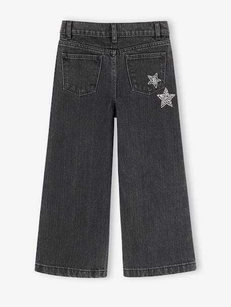 Wide-leg jeans for girls black denim - vertbaudet enfant 