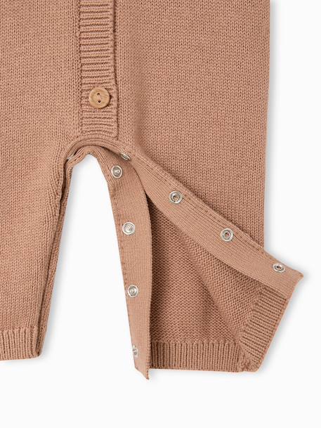 Long-sleeved hooded playsuit for baby boys beige - vertbaudet enfant 