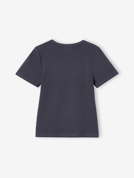 Cropped short-sleeved T-shirt for girls black+ink blue - vertbaudet enfant 