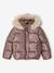 Padded Jacket with Hood & Polar Fleece Lining for Girls anthracite+gold+mauve+rosy - vertbaudet enfant 