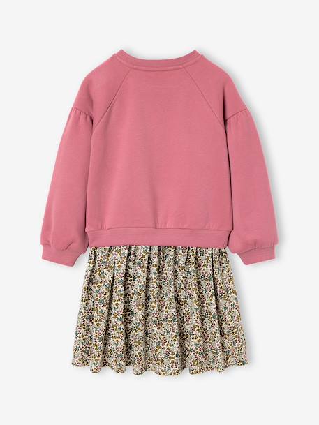 Robe bi-matière fille anthracite+corail+écru+mauve+vert sauge - vertbaudet enfant 