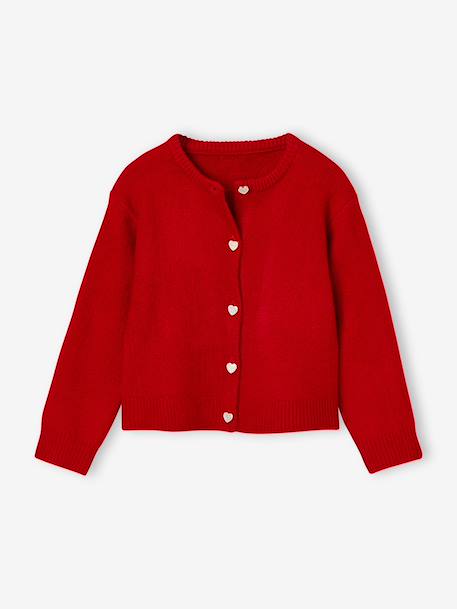 Buttoned cardigan with long sleeves for girls red - vertbaudet enfant 