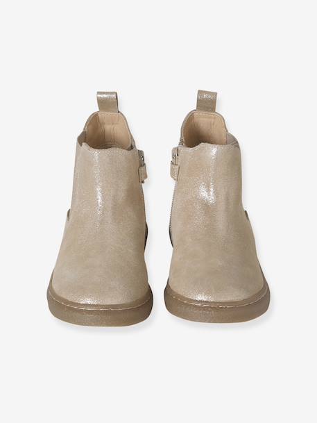 Boots enfant en cuir zippées jaune d'or - vertbaudet enfant 