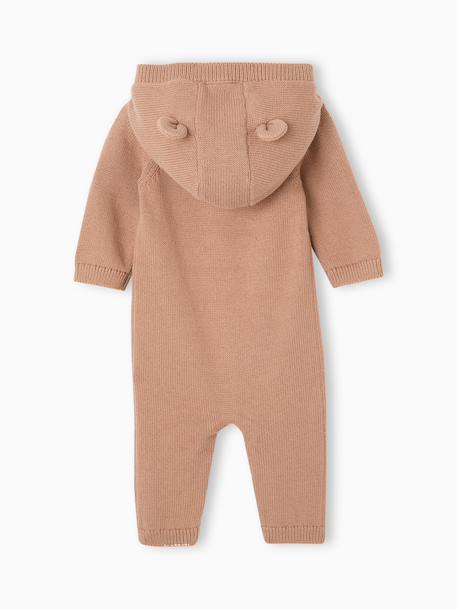 Long-sleeved hooded playsuit for baby boys beige - vertbaudet enfant 