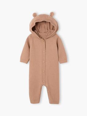 -Long-sleeved hooded playsuit for baby boys