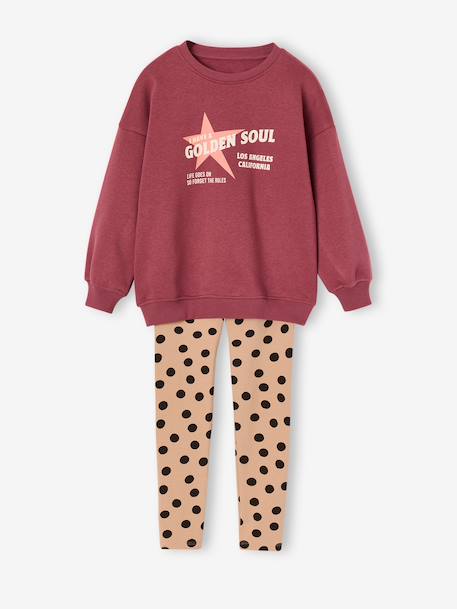 Sweatshirt and leggings set for girls purple clover - vertbaudet enfant 