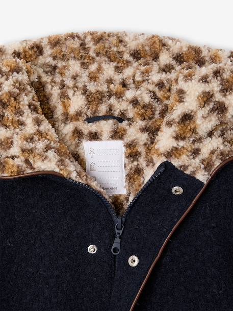 Manteau fille à capuche camel+marine - vertbaudet enfant 