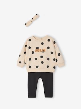 - Sweatshirt + Leggings + Headband Ensemble for Baby Girls