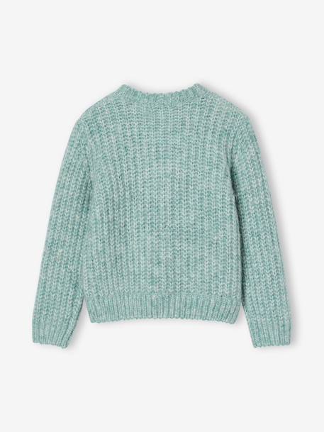 Gilet fille loose maille mousseuse bleu pétrole+gris chiné+menthe+rose+violine - vertbaudet enfant 