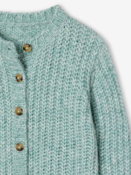 Loose-Fitting Soft Knit Cardigan for Girls marl grey+mint green+petrol blue+purple clover+rose - vertbaudet enfant 