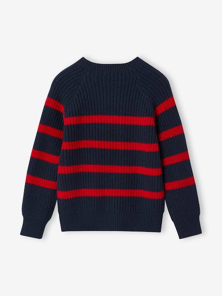 Striped Top for Boys bordeaux red+ecru+ink blue+medium blue+sage green - vertbaudet enfant 