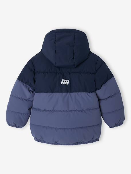 Doudoune à capuche garçon bleu+rouille - vertbaudet enfant 