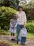Robe-chemise fille effet 2 en 1 écru+gris chiné+marine - vertbaudet enfant 