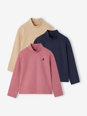 Fille-Lot de 3 tee-shirts BASICS à col montant fille
