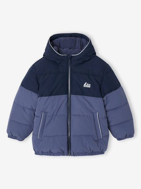 Hooded puffer jacket for boys blue+rust - vertbaudet enfant 