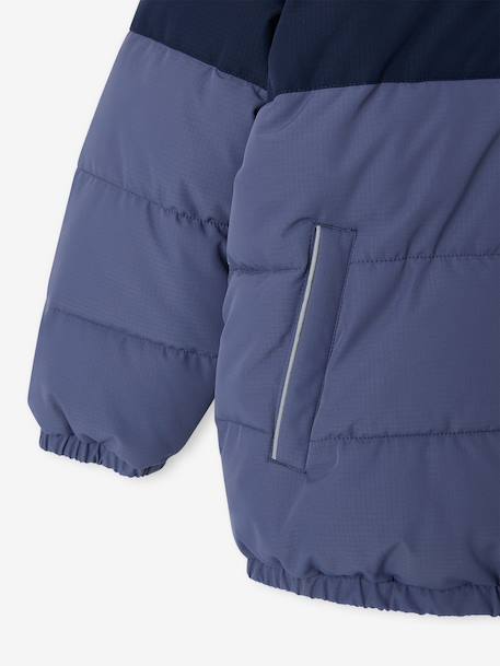 Hooded puffer jacket for boys blue+rust - vertbaudet enfant 
